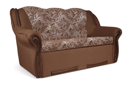 Sofa rozkładana do salonu Walker III - brązowa tkanina wzór Luna / średni orzech