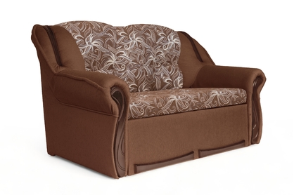 Sofa rozkładana do salonu Walker II - brązowa tkanina wzór Luna / średni orzech