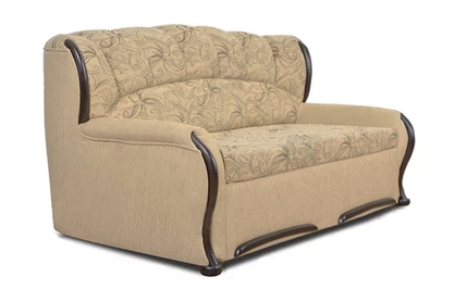 Sofa rozkładana do salonu Fryderyk III - beżowa tkanina wzór Luna / średni orzech