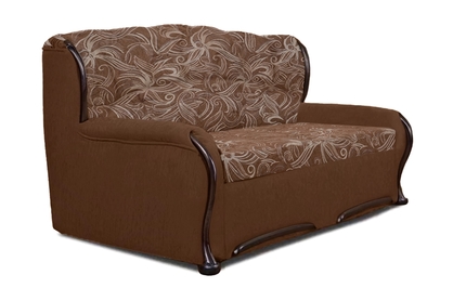 Sofa rozkładana do salonu Fryderyk III - brązowa tkanina wzór Luna / średni orzech