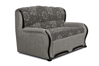 Sofa rozkładana do salonu Fryderyk II - szara tkanina wzór Cleo / wenge