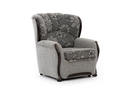 Fotel wypoczynkowy Fryderyk - szara tkanina wzór Cleo / wenge