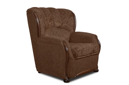 Fotel wypoczynkowy Fryderyk - brązowa tkanina wzór Luna / średni orzech