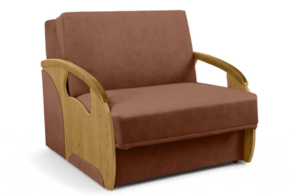 Sofa rozkładana Amerykanka Karmelita I - brązowy welur Kronos 39 / jasny rustikal 