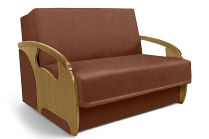 Sofa rozkładana Amerykanka Karmelita II - brązowy welur Kronos 39 / jasny rustikal 