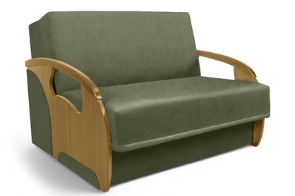 Sofa rozkładana Amerykanka Karmelita II - zielony welur Kronos 46 / jasny rustikal 