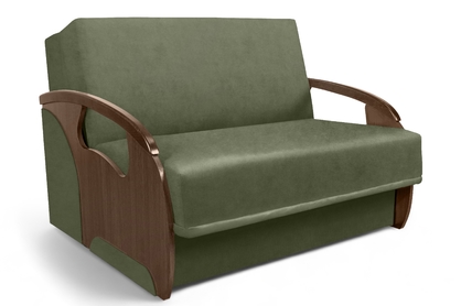 Sofa rozkładana Amerykanka Karmelita II - zielony welur Kronos 46 / średni orzech 