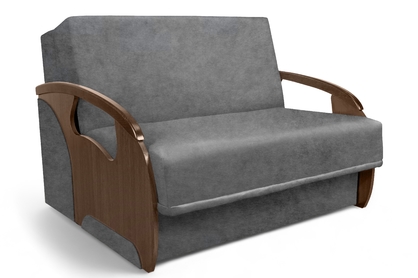 Sofa rozkładana Amerykanka Karmelita II - szary welwet łatwoczyszczący Zetta 304 / średni orzech 