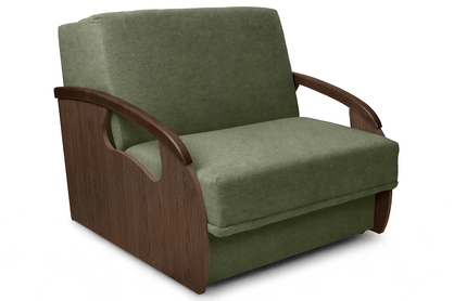 Sofa rozkładana Amerykanka z pojemnikiem Sonia 85 - zielony welur Kronos 46 / średni orzech 