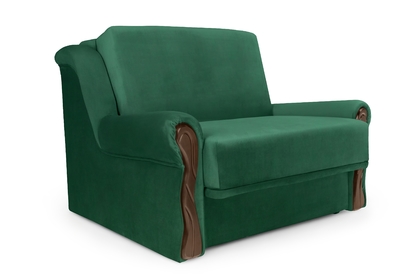Sofa rozkładana Amerykanka z pojemnikiem Gosia 83 - zielony welur łatwoczyszczący Uttario velvet 2951 / średni orzech 
