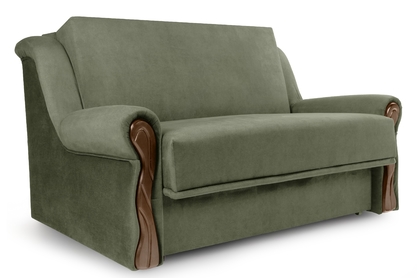 Sofa rozkładana Amerykanka z pojemnikiem Gosia 105 - zielony welur Kronos 46 / średni orzech 