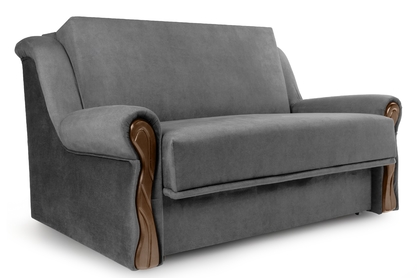 Sofa rozkładana Amerykanka z pojemnikiem Gosia 105 - szary welwet łatwoczyszczący Zetta 304 / średni orzech 