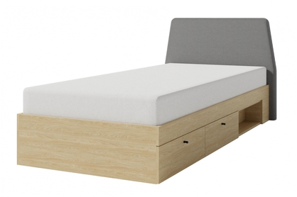 Łóżko młodzieżowe Alessio 12 - 90x200 cm - beż piaskowy / dąb olejowany