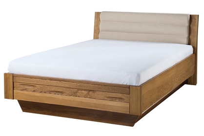 Łóżko do sypialni Velvet 74 z pojemnikiem na pościel 140x200 - dąb rustical / beżowy Nordic 101