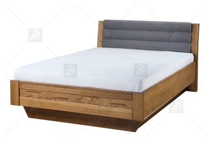 Łóżko do sypialni Velvet 74 z pojemnikiem na pościel 140x200 - szary / dąb rustical