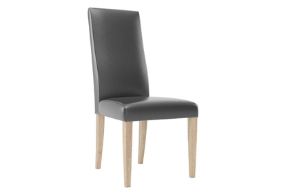 Krzesło tapicerowane Kama 101 z drewnianymi nogami - czarny / ekoskóra / dąb carmargue