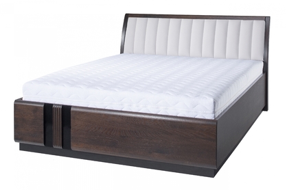 Łóżko Porti 76 z tapicerowanym zagłówkiem 160x200 cm - dąb czekoladowy/carabu 60