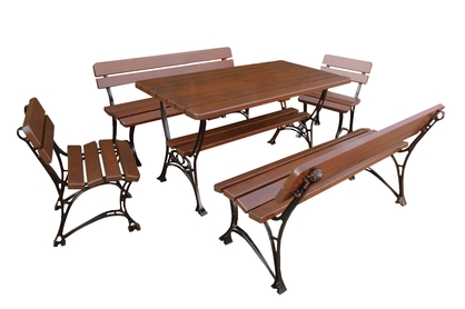 Zestaw mebli ogrodowych Królewski stół + 2 krzesła + 2 ławki - cyprys