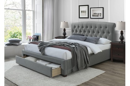 Łóżko tapicerowane z szufladami Avanti 160x200 - popiel