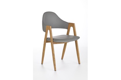 Krzesło tapicerowane K247 - popiel / ekoskóra / dąb miodowy