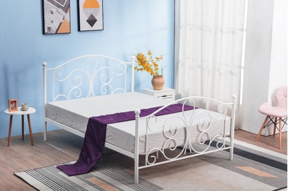 Metalowe łóżko do sypialni Panama 120X200 - białe