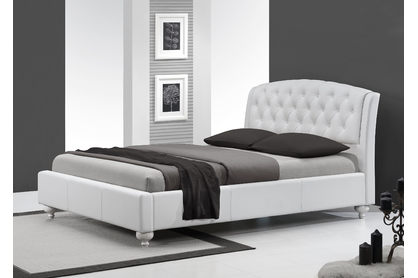 Tapicerowane łóżko w stylu chesterfield Sofia 160x200 - biały