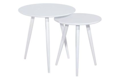 Zestaw okrągłych stolików kawowych Cleo - biały - 2 elementy