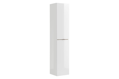 Wysoka szafka wisząca do łazienki Capri White 35 cm - biały połysk / dąb kraft złoty 