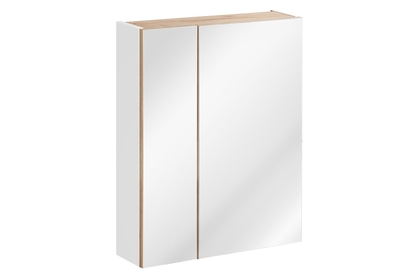 Lustrzana szafka do łazienki Capri 842 Biały połysk/Dąb złoty - 60 cm