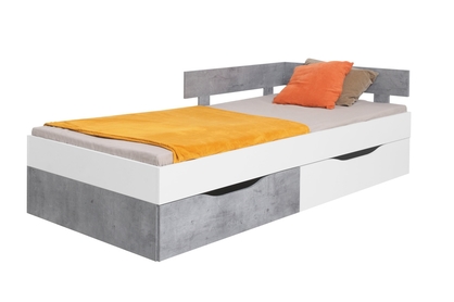 Łóżko młodzieżowe Sigma SI16 L/P z dwiema szufladami 120x200 - biały lux / beton
