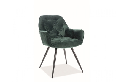 Krzesło tapicerowane Cherry Velvet - zielony / Bluvel 78 / czarne nogi