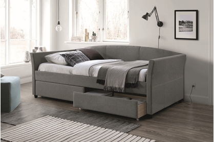 Łóżko tapicerowane z szufladami Lanta 90x200 - szary / czarny