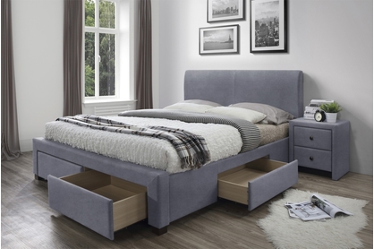 Łóżko tapicerowane Modena 3 z szufladami popiel velvet 160X200