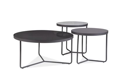 Zestaw okrągłych stolików kawowych Artemida z metalowymi nogami - szary / czarny
