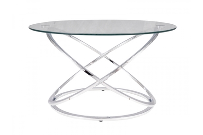 Okrągły stolik kawowy EOS B ze szklanym blatem 80 cm - chrom