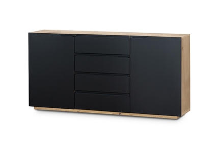Dwudrzwiowa komoda Loftia z szufladami 165 cm - artisan / czarny mat