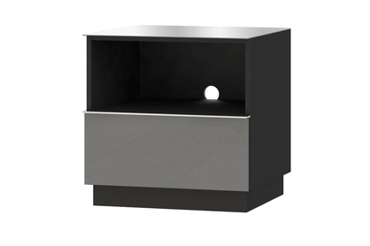Modułowa szafka RTV Helio 37 z szufladą i wnęką 50 cm - czarny / szare szkło