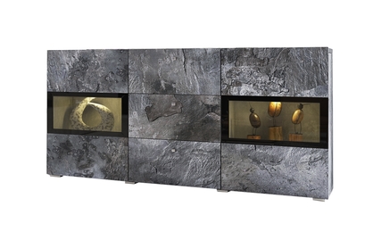 Dwudrzwiowa komoda Baros 26 z szufladami 132 cm - ciemny beton / schiefer