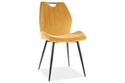 Krzesło tapicerowane Arco Velvet - curry / Bluvel 68 / czarne nogi