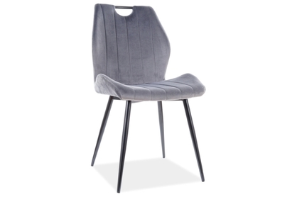 Krzesło tapicerowane Arco Velvet z metalowymi nogami - szary / Bluvel 14 / czarne nogi