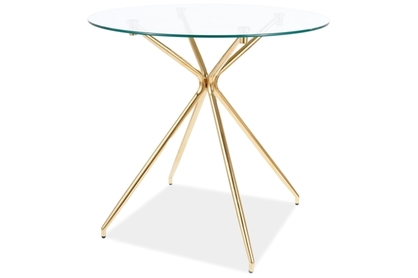 Okrągły stolik kawowy Azalia ze szklanym blatem 80 cm - złote nogi
