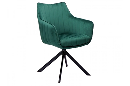 Krzesło tapicerowane Azalia z podłokietnikami - zielony Bluvel 78 / czarne nogi