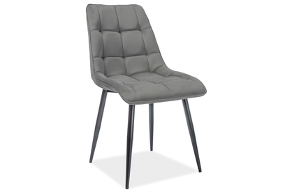 Krzesło z tapicerowanym siedziskiem Chic - szary / Matt Velvet 85 / czarne nogi