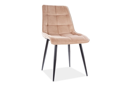 Krzesło tapicerowane Chic Velvet z metalowymi nogami - beż / Bluvel 28 / czarne nogi
