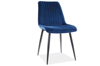 Krzesło tapicerowane Kim Velvet - granatowy Bluvel 86 / czarne nogi