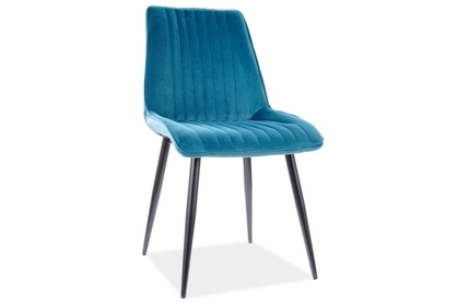 Krzesło tapicerowane Kim Velvet - turkus Bluvel 85 / czarne nogi