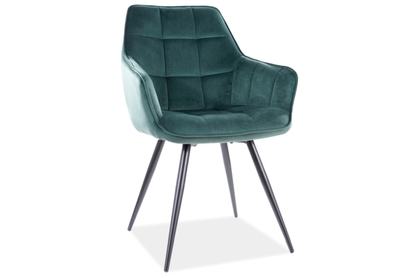 Krzesło tapicerowane Lilia Velvet - zielony / czarne nogi