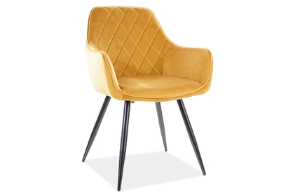 Krzesło tapicerowane Linea Velvet - curry Bluvel 68 / czarne nogi