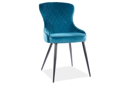 Krzesło tapicerowane Lotus Velvet z metalowymi nogami - turkus / Bluvel 85 / czarne nogi
