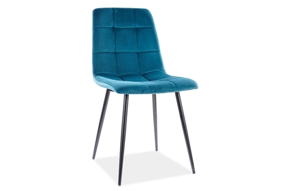 Krzesło tapicerowane Mila Velvet - turkus / Bluvel 85 / czarne nogi